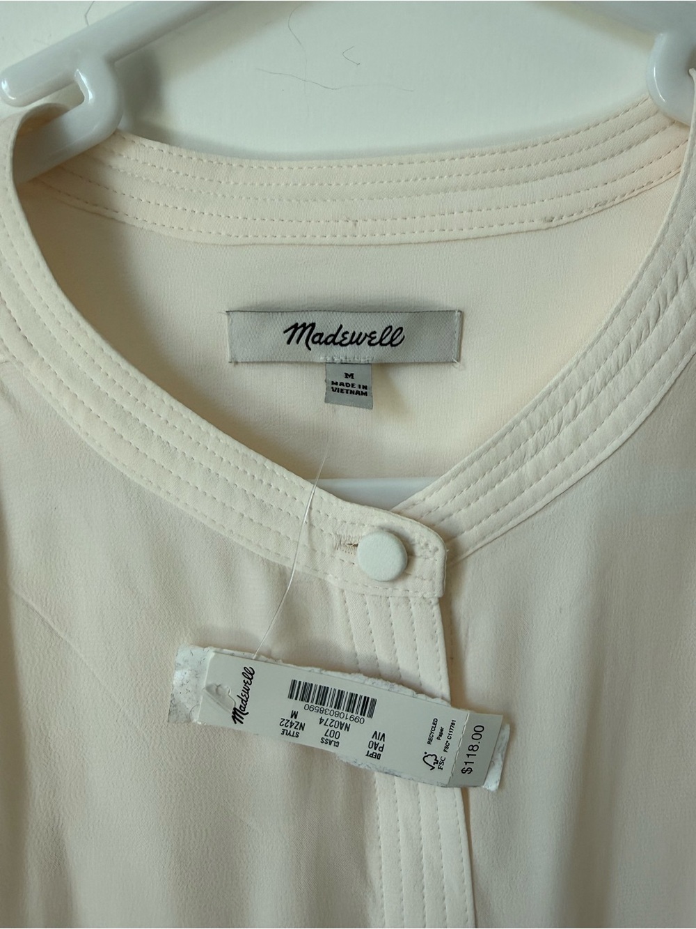 NWT Madewell Shirred Crewneck Button-Up Top size M - Picture 7 of 8